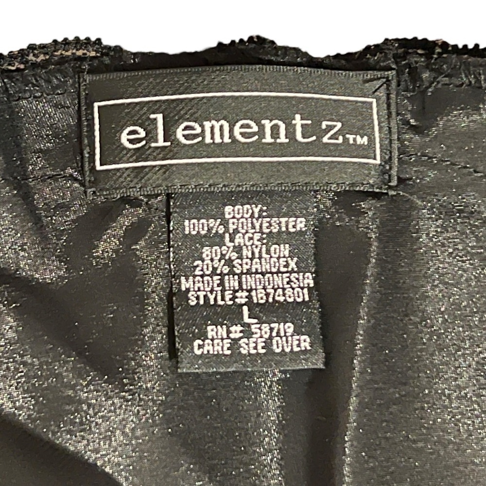 Elementz Black Satin Camisole with Lace Trim, size L - Picture 6 of 8